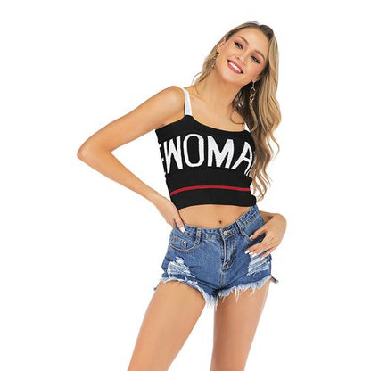 Sexy Letter Printed Sleeveless Short Women Tank Top